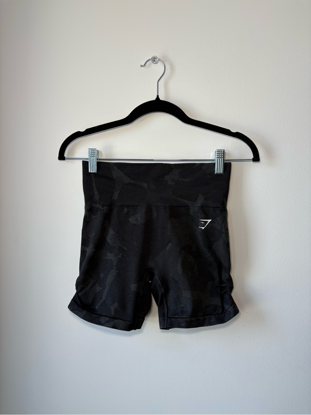Gymshark Women’s Black Camo High-Waisted Athletic Shorts